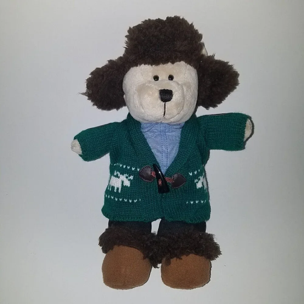 Starbucks Bearista Bear Plush 2016 Brown Winter Hat Green Christmas Sweater